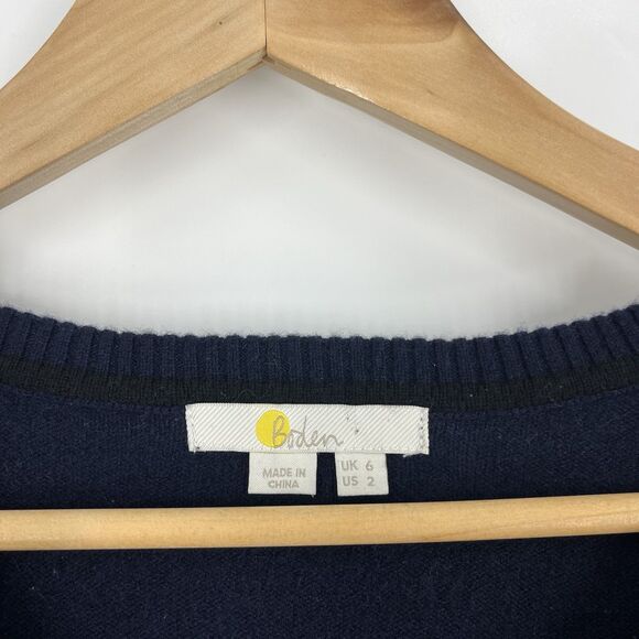 Boden Sweater Size 2 US 6 UK Womens Navy Blue Cashmere V Neck Knit Pullover - Picture 3 of 7